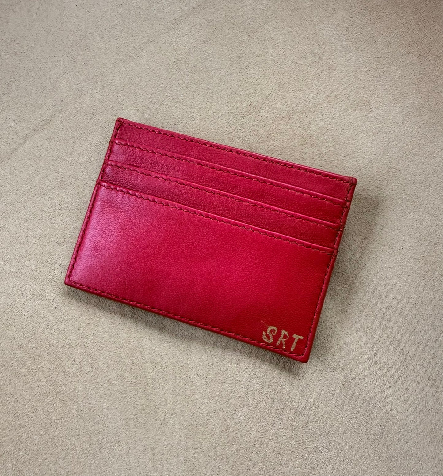 "One Collection" Handpainted Card Case with Gold Metallic Lips By Stephanie Rado Taormina