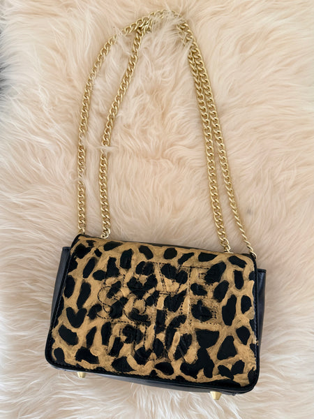 Black & Gold Metallic Cheetah Bag - hand painted by Stephanie Rado Taormina