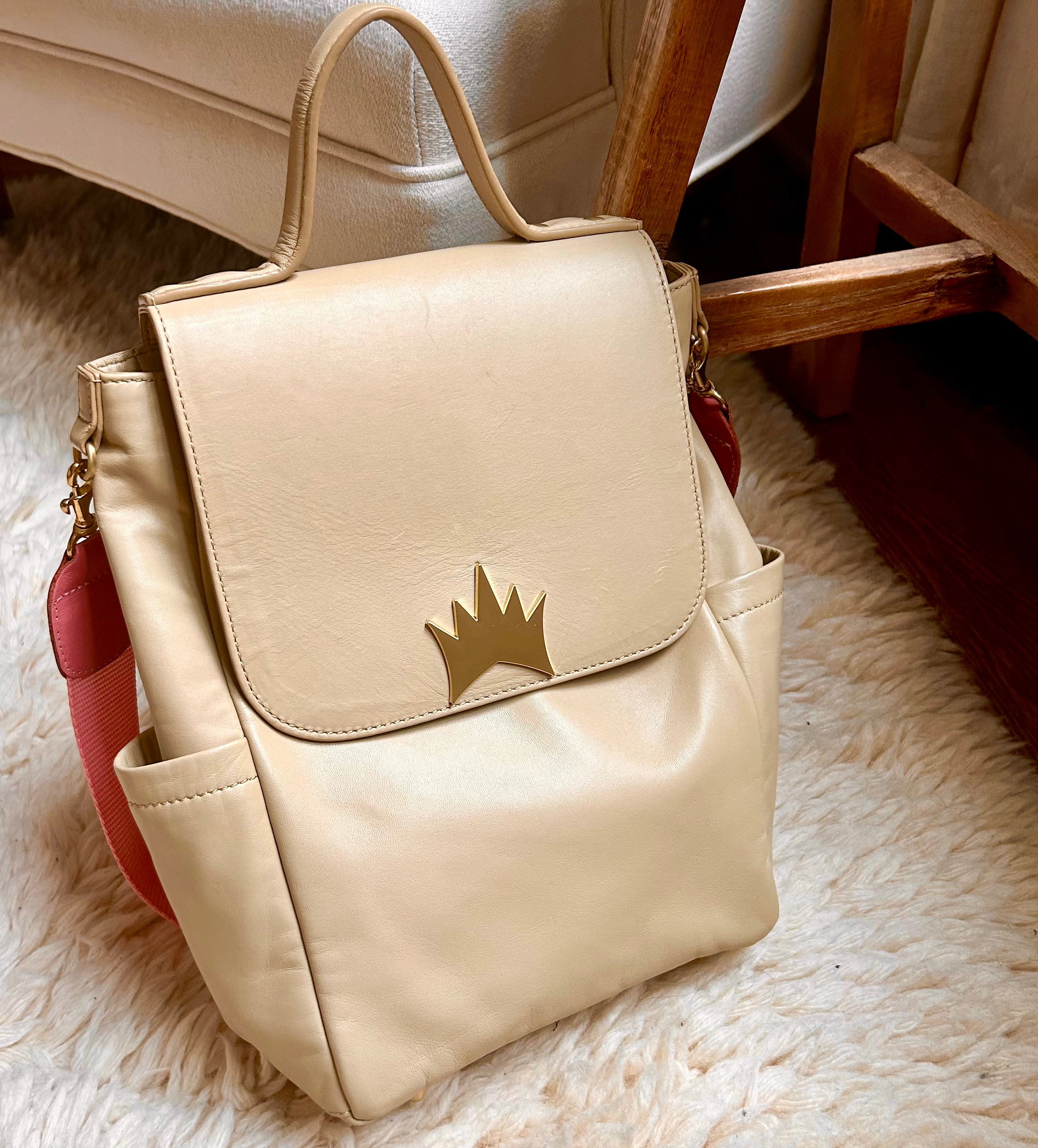 backpack fashion leather lightweight Crown Logo Backpack