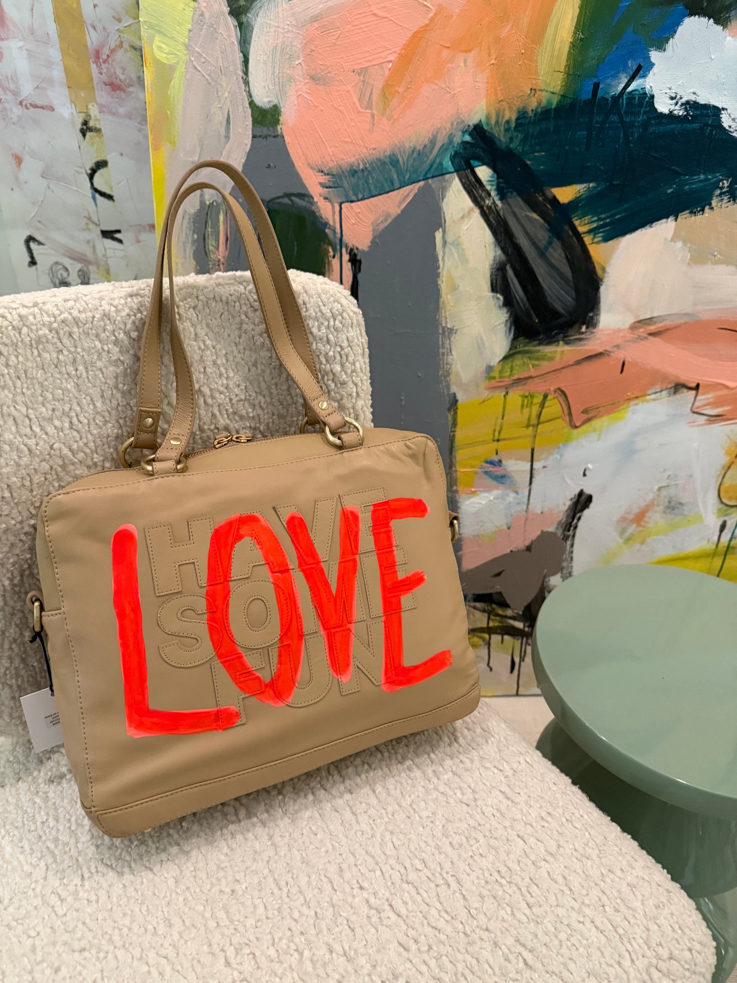 Neon Orange LOVE Elsie Bag by Stephanie Rado Taormina