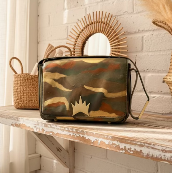 "One Collection" Camo Hand-painted Allegra Bag by Stephanie Rado Taormina