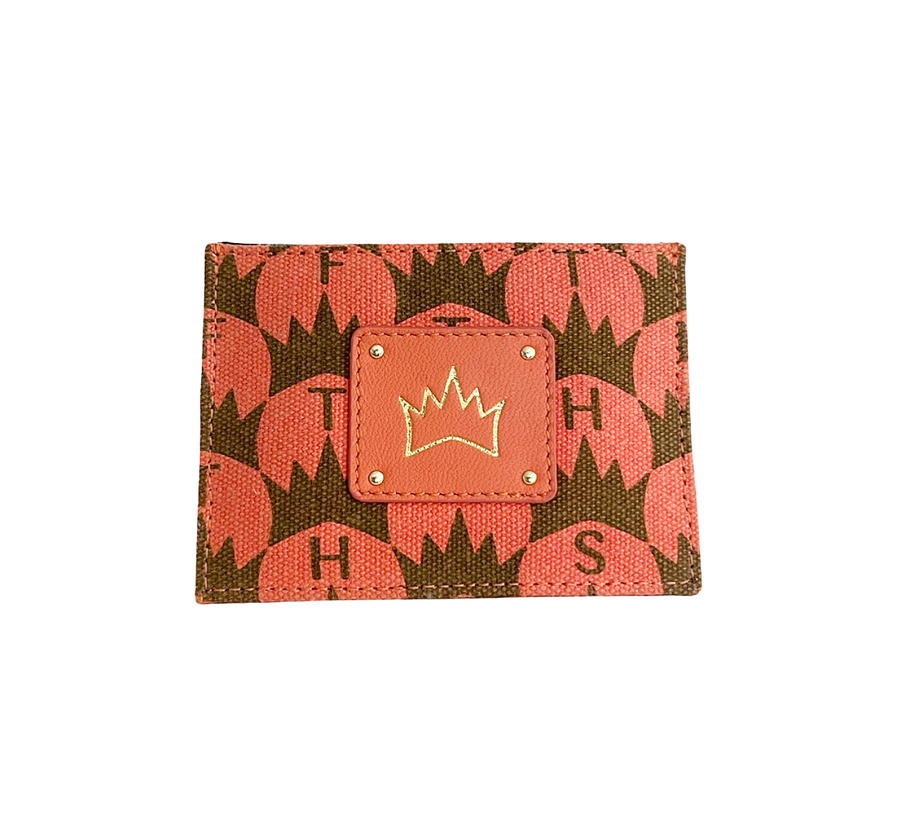 Crown Print Card Case - Coral