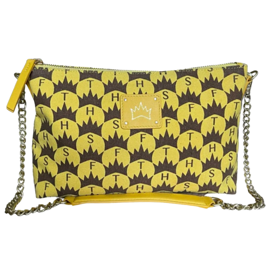 Crown Print Sling Bag - Yellow