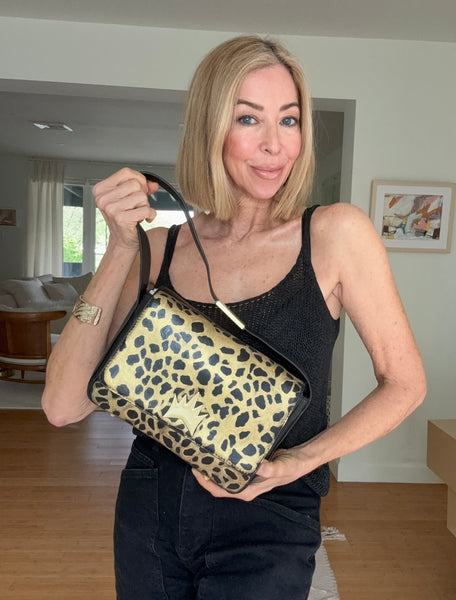 Hand-Painted Shoulder Bag — "Wildcat" Gold Leopard Edition | 1 of 1