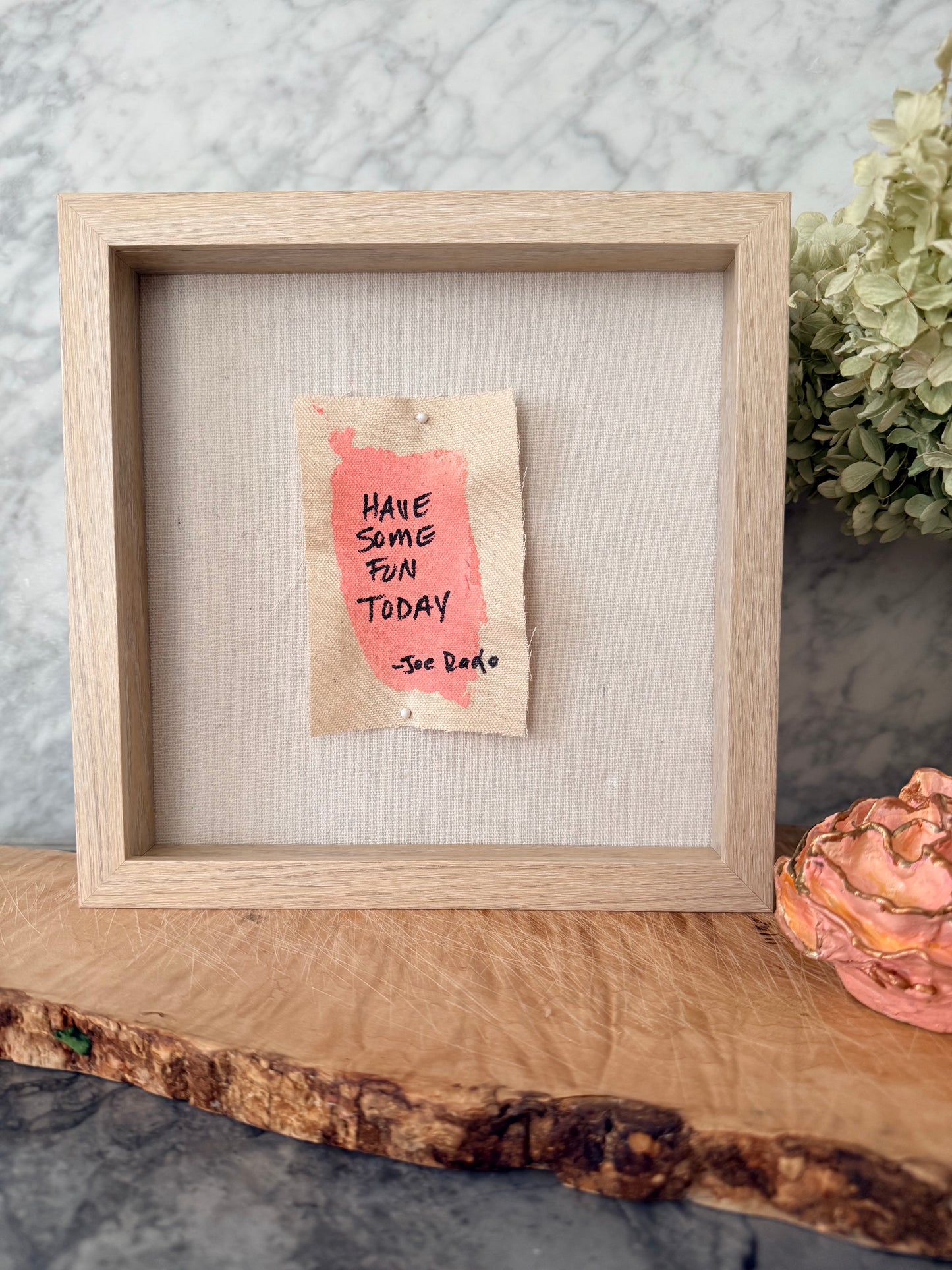 Have Some Fun Today Shadowbox — Original 3x4 Canvas, White Oak & Linen
