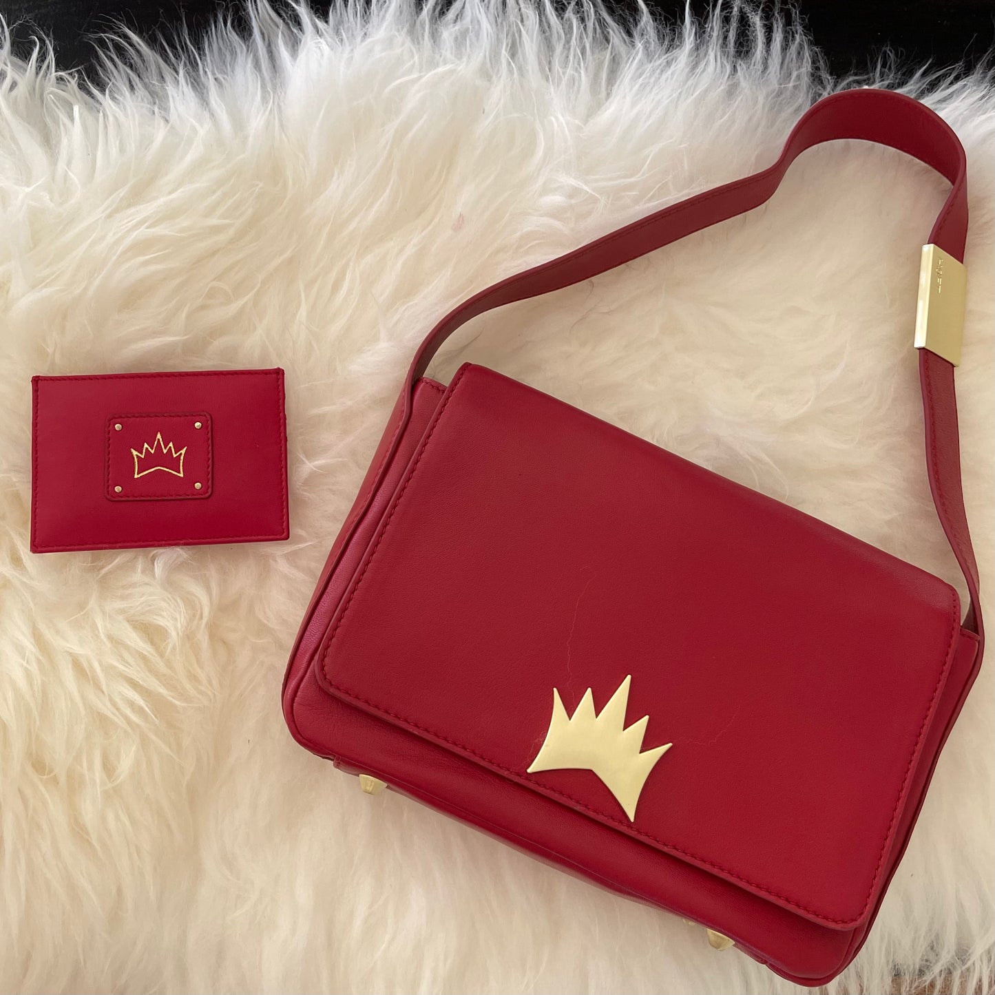 Crown Logo Card Case - Red