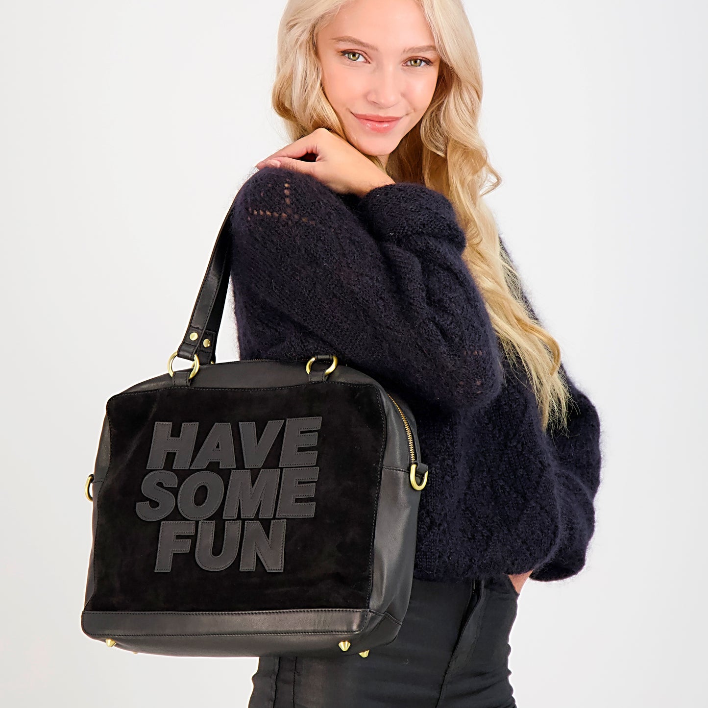 The Elsie Bag - Black Suede