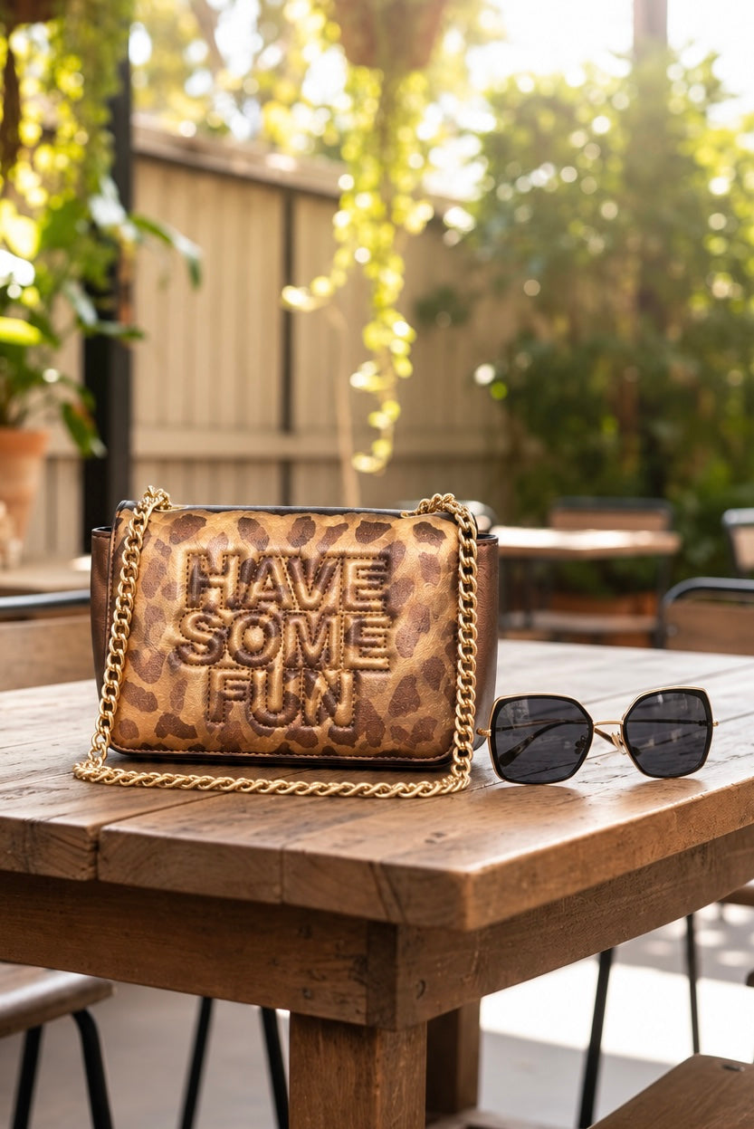 Black & Gold Metallic Cheetah Bag - hand painted by Stephanie Rado Taormina