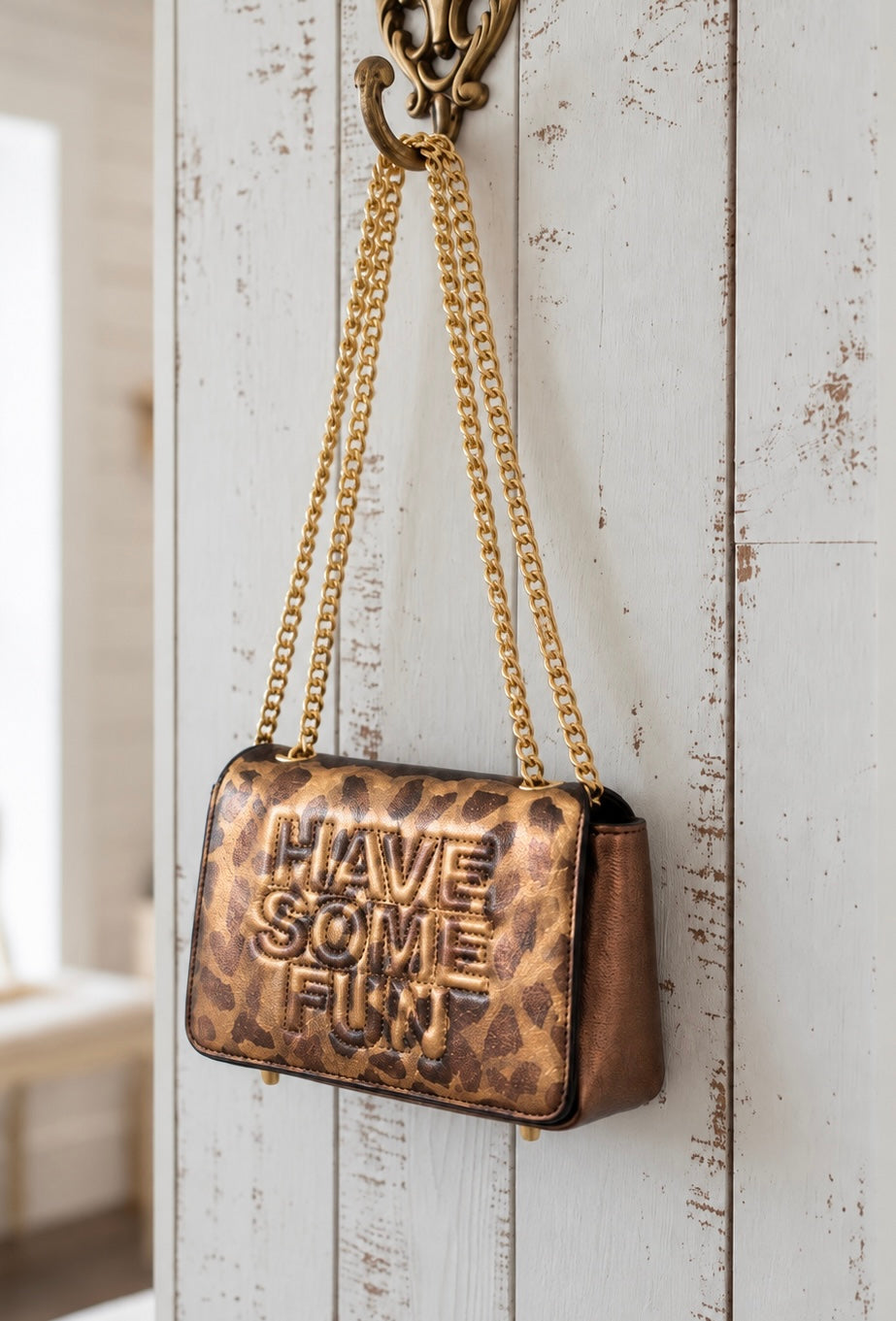 Black & Gold Metallic Cheetah Bag - hand painted by Stephanie Rado Taormina