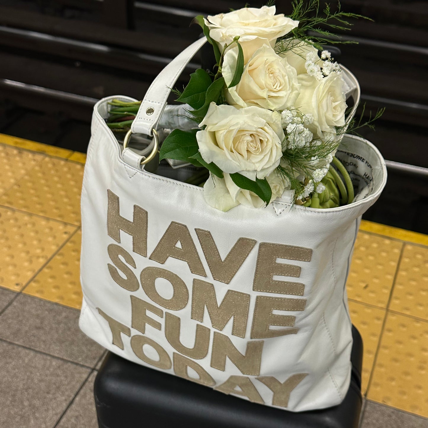 The Josie Bag — White Bohemian Leather Tote