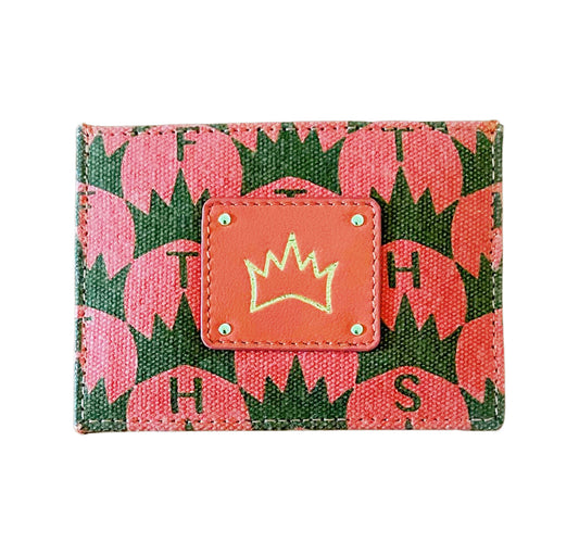 Crown Print Card Case - Coral