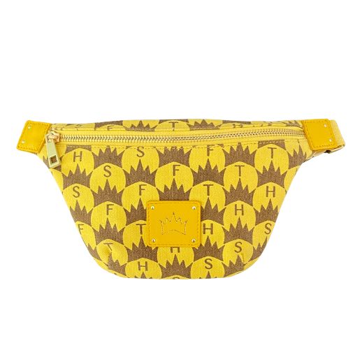 Crown Print Belt Bag - Yellow