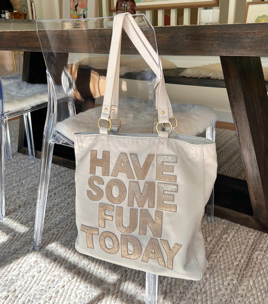 The Josie Bag — White Bohemian Leather Tote