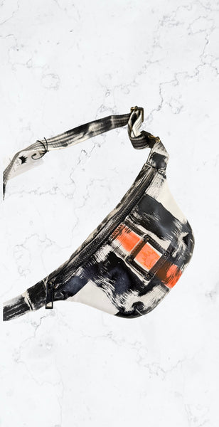 "Abstract Black & Orange" Belt Bag