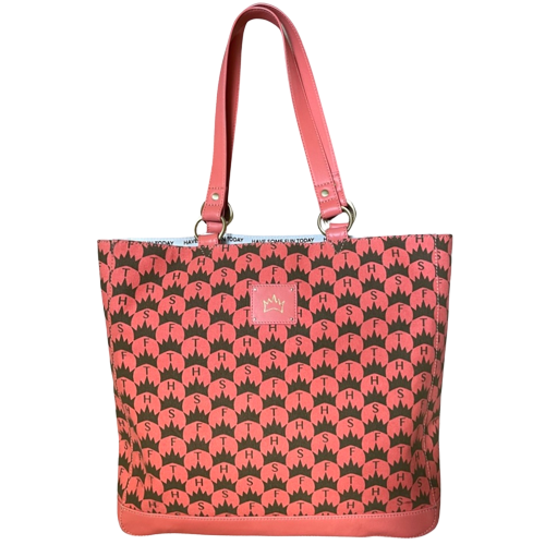 Elaine-Tasche mit Kronen-Print – Koralle