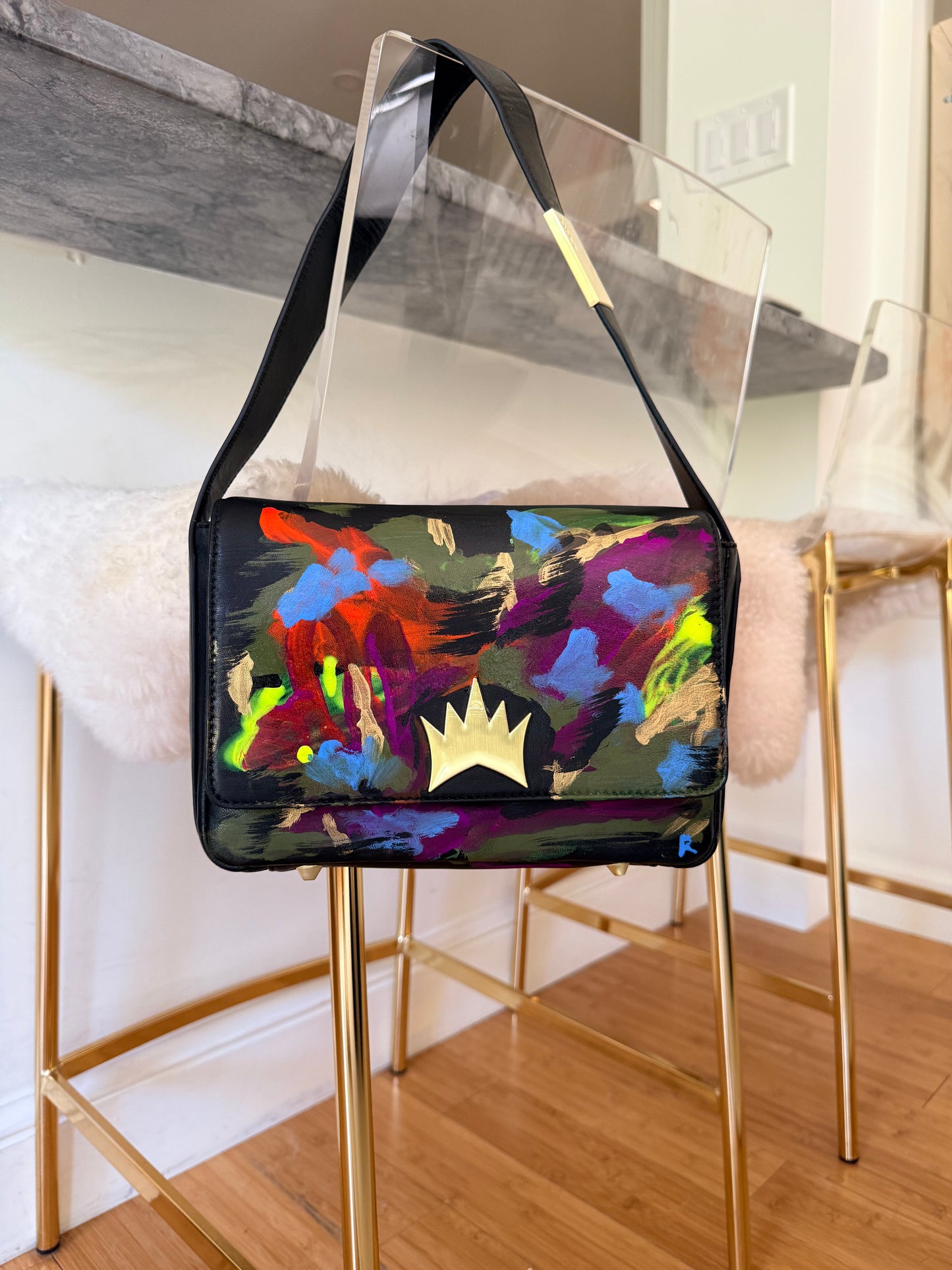 Hand-Painted Allegra Bag — "Electric" Abstract Edition | 1 of 1