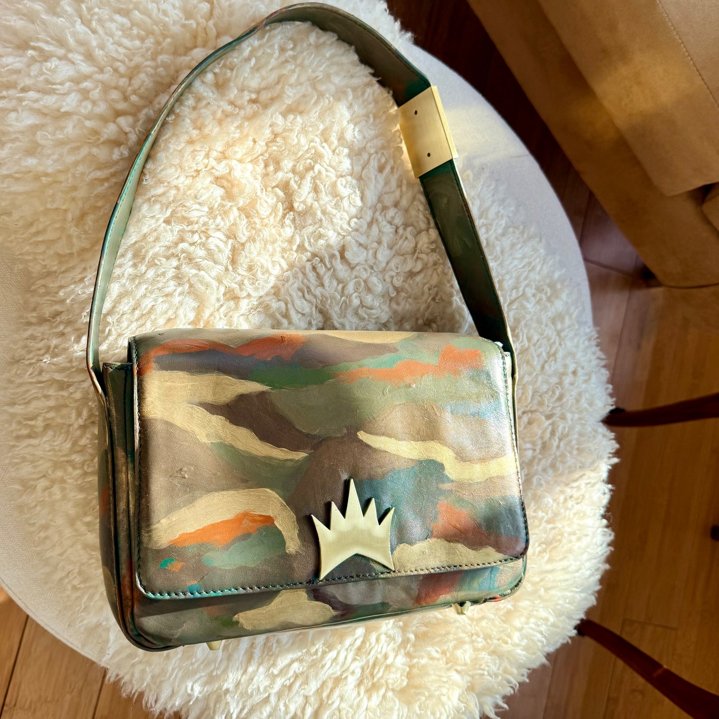 "One Collection" Camo Hand-painted Allegra Bag by Stephanie Rado Taormina