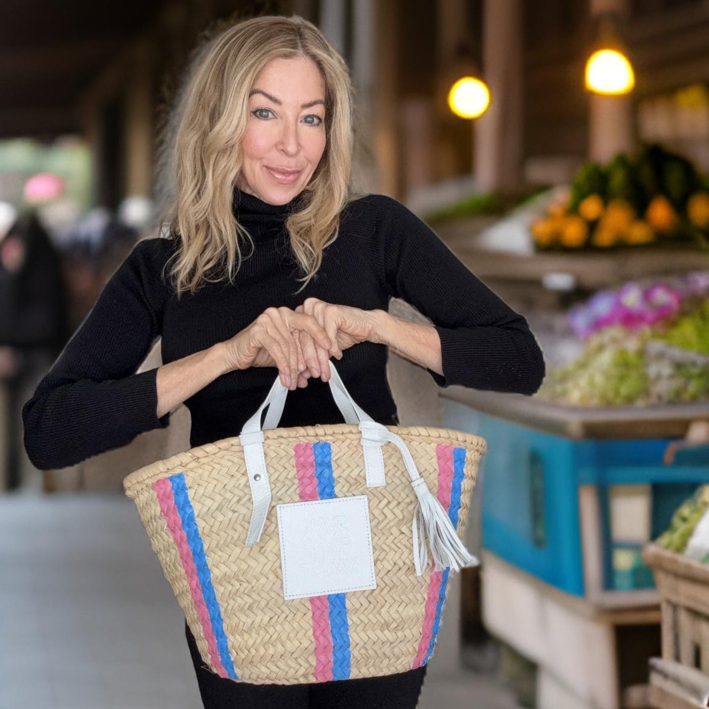 "Pink & Blue Stripe" St Barth's Tote