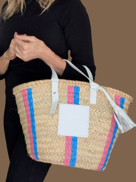 "Pink & Blue Stripe" St Barth's Tote