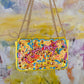 The Yellow Abstract Beaded Art Bag  hand painted by Stephanie Rado Taormina