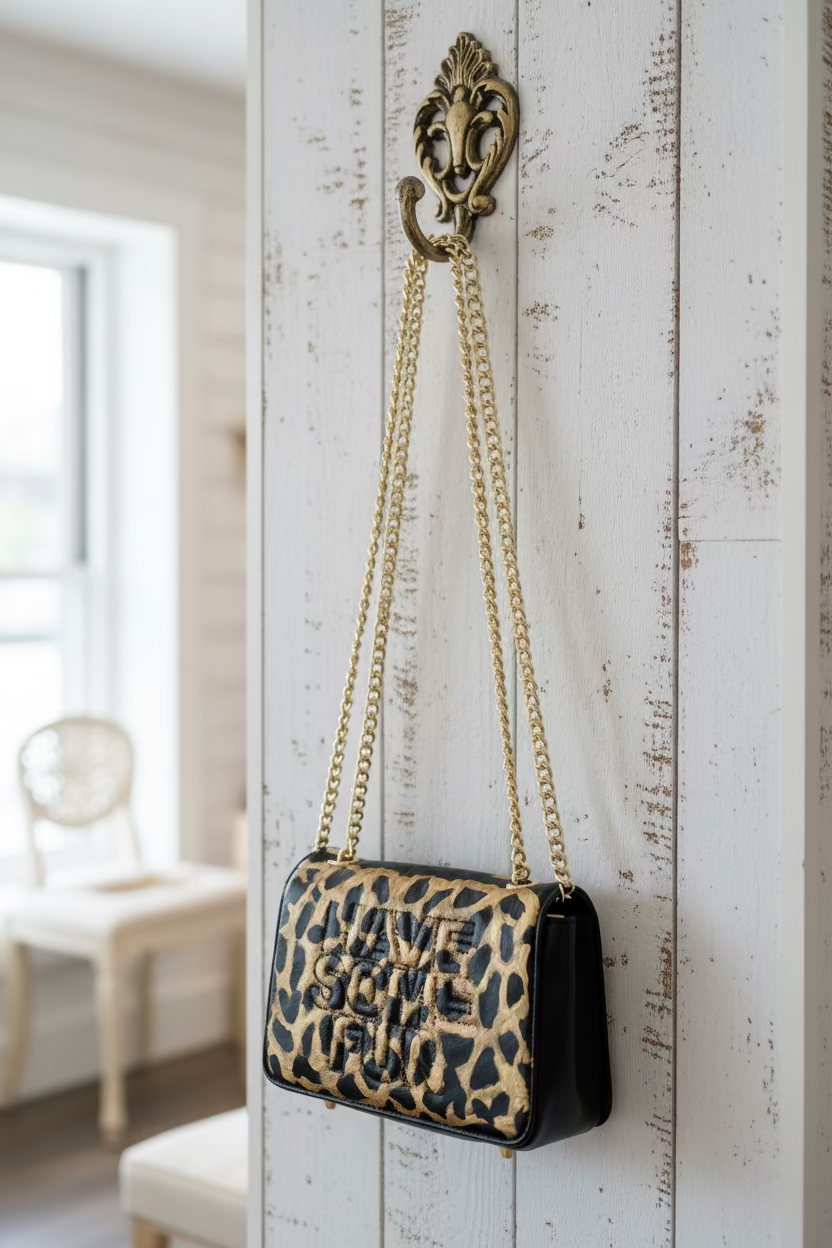 Black & Gold Metallic Cheetah Bag - hand painted by Stephanie Rado Taormina