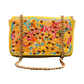 The Yellow Abstract Beaded Art Bag  hand painted by Stephanie Rado Taormina