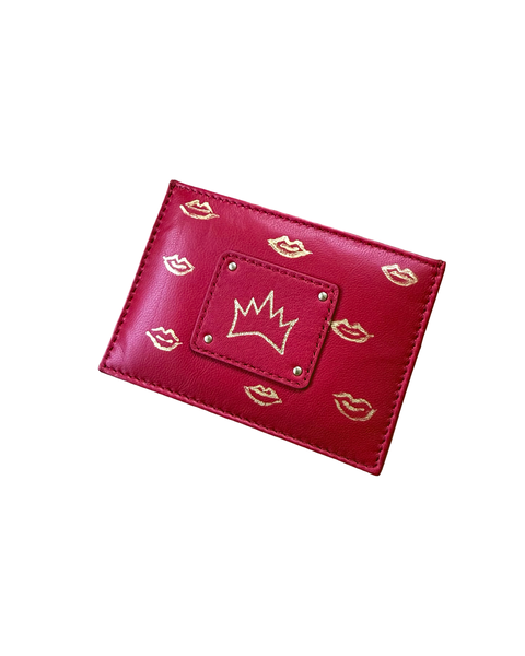 "One Collection" Handpainted  Card Case with Gold Metallic Lips  By Stephanie Rado Taormina