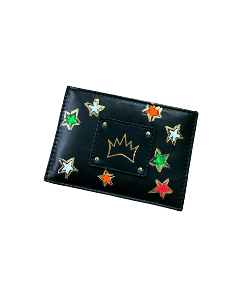 "One Collection" Handpainted  Card Case with Gold Metallic Stars  By Stephanie Rado Taormina