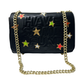 The Black Gabrielle Bag with Multi-Colored Neon Filled Gold Stars  - hand painted by Stephanie Rado Taormina