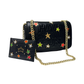 The Black Gabrielle Bag with Multi-Colored Neon Filled Gold Stars  - hand painted by Stephanie Rado Taormina