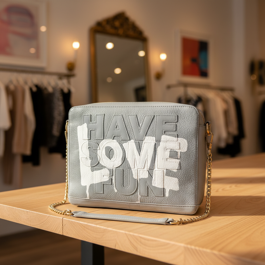 Drippy Love Elsie Convertible Bag in Grey Hand Painted by Stephanie Rado Taormina