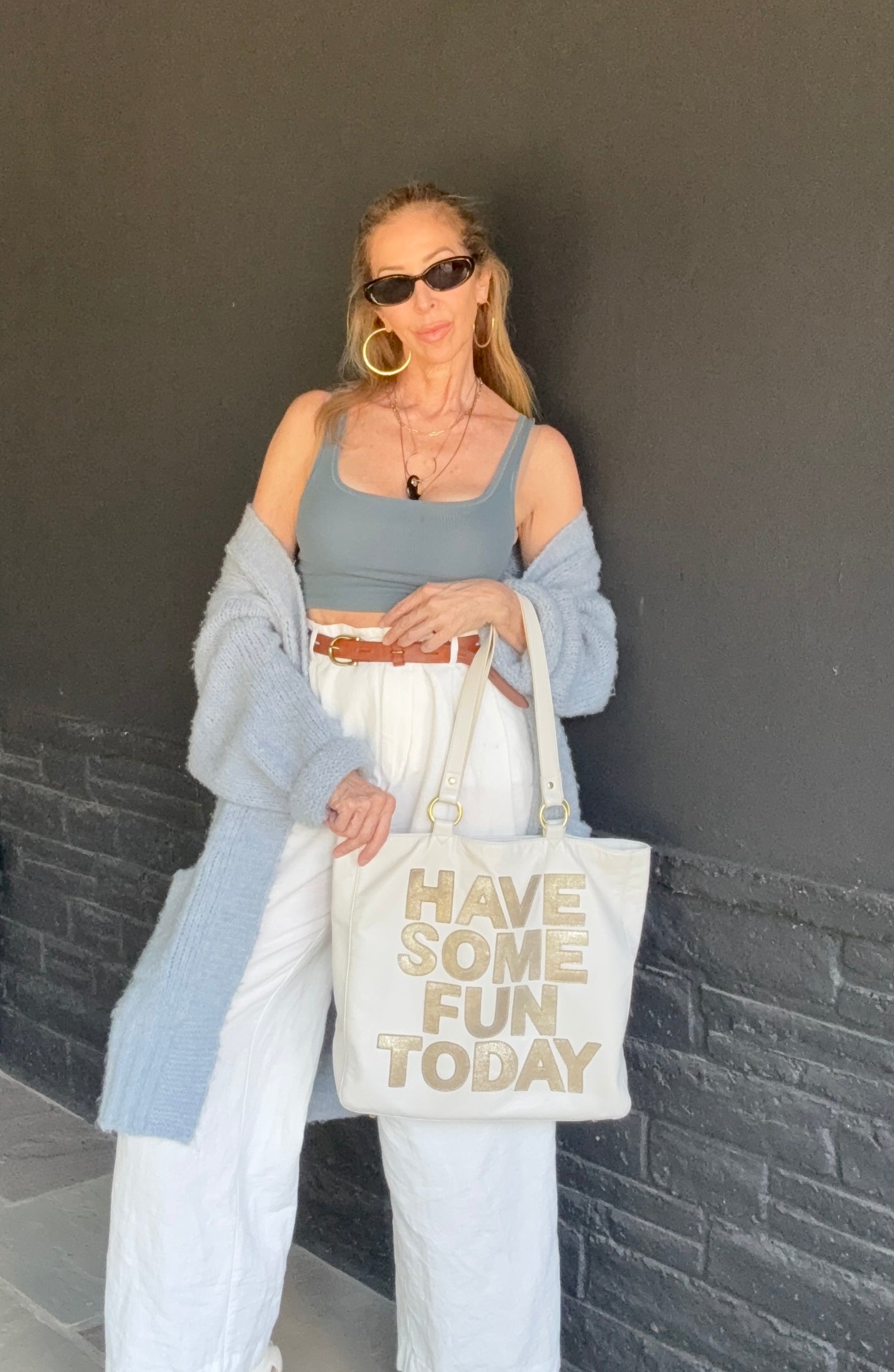 The Josie Bag — White Bohemian Leather Tote