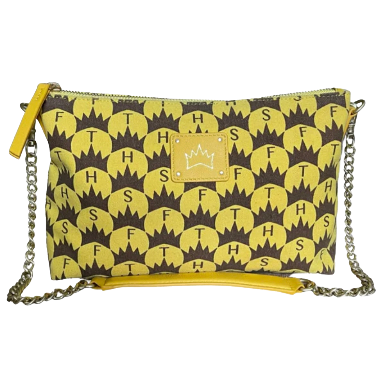 Crown Print Sling Bag - Yellow