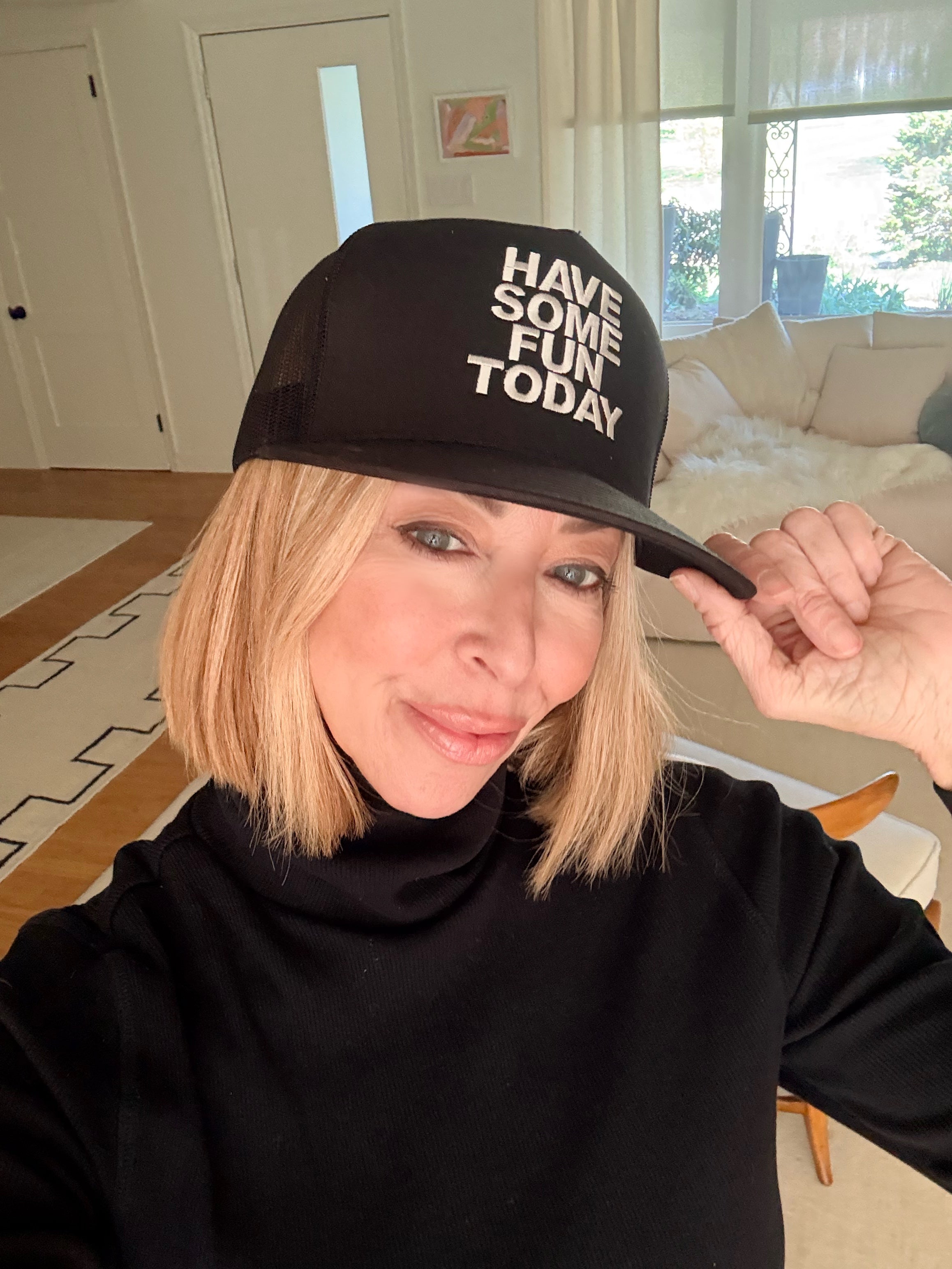 Have Some Fun Today Trucker Hat — Black 5-Panel Snapback