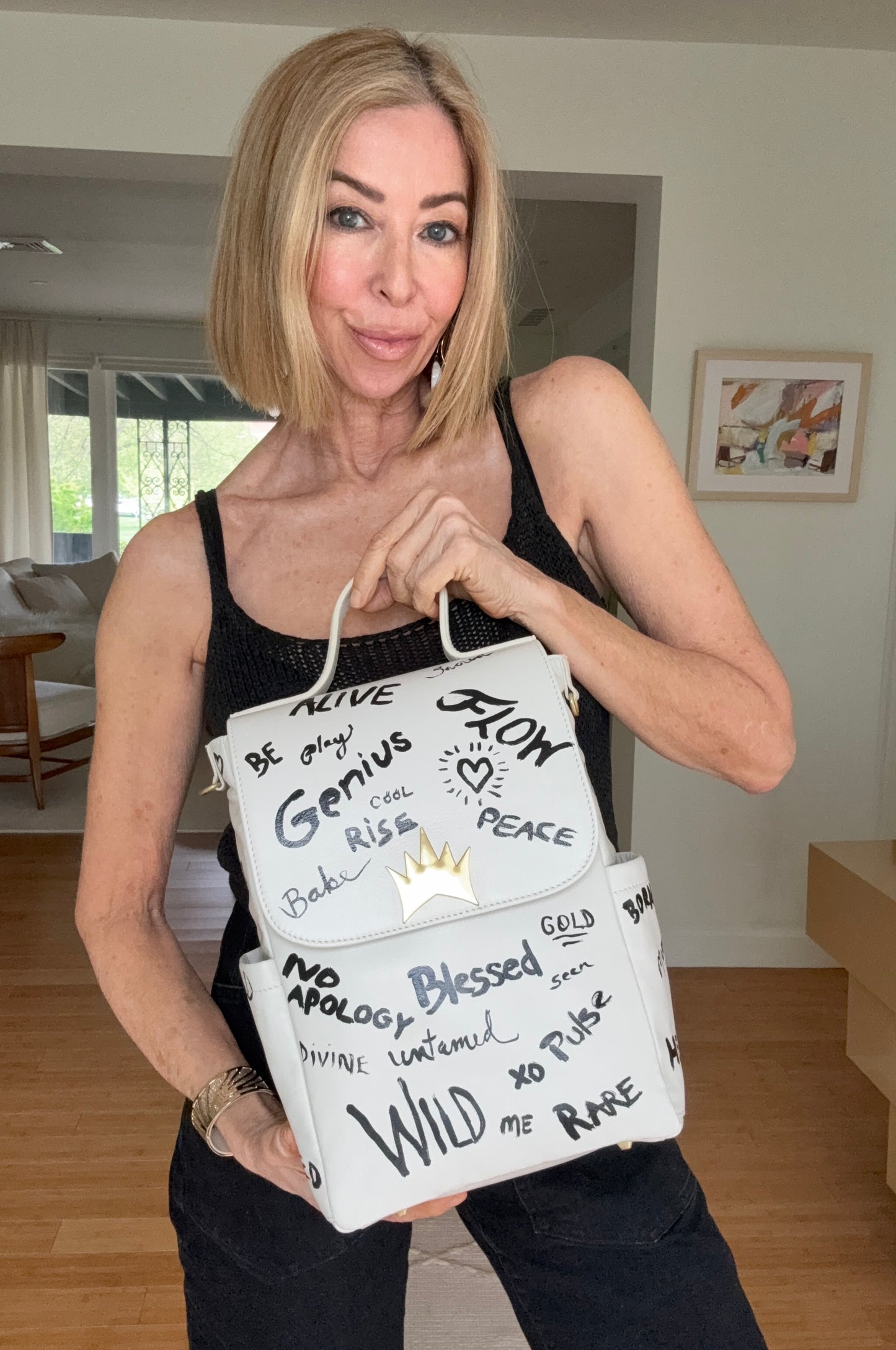 Hand-Painted Mini Backpack — "Blessed" Graffiti Edition | 1 of 1