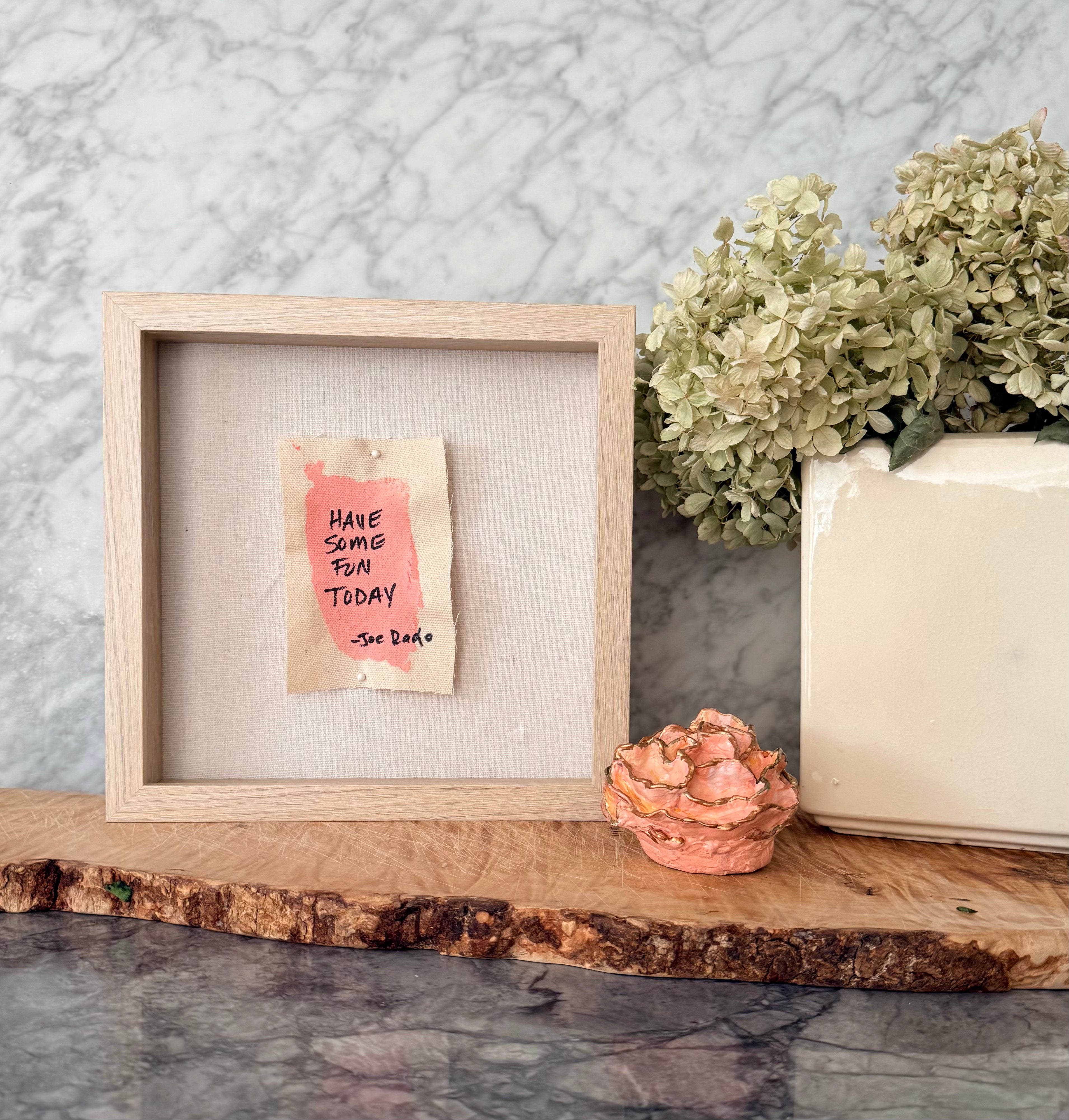 Have Some Fun Today Shadowbox — Original 3x4 Canvas, White Oak & Linen