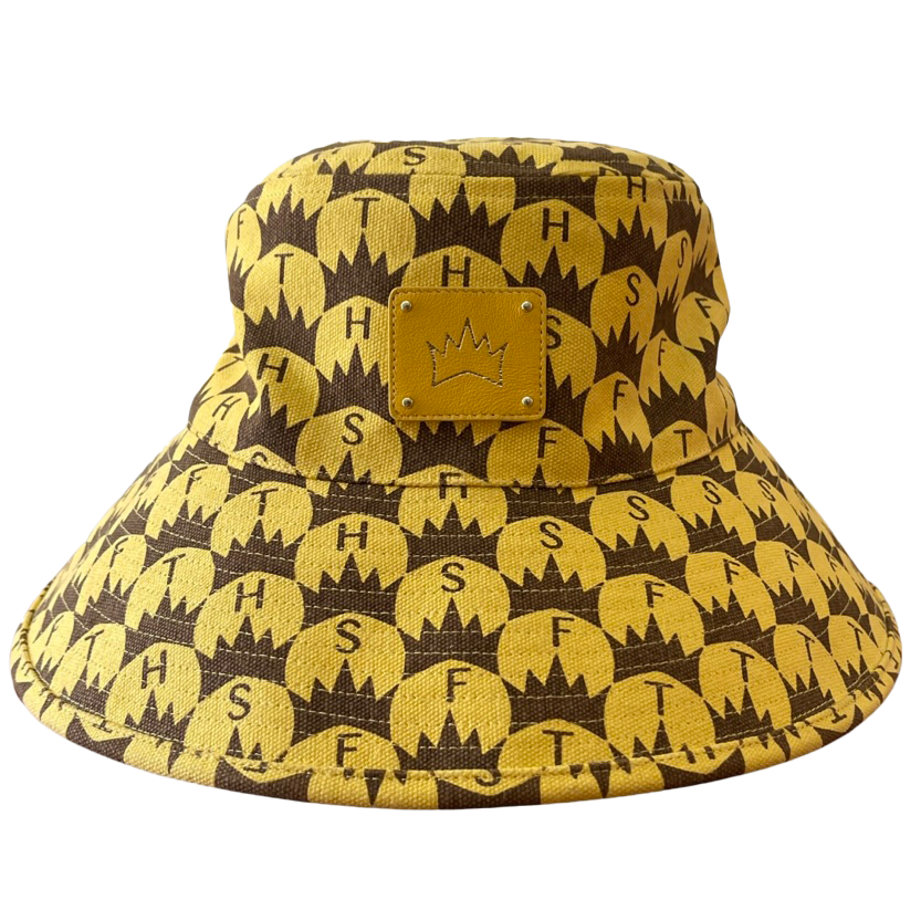 Sombrero de pescador con estampado de corona - Amarillo
